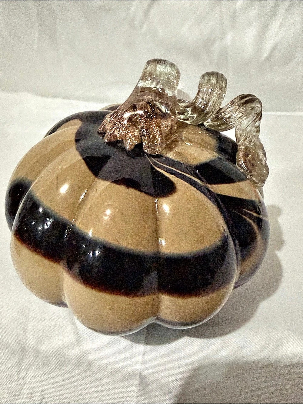 Mikasa Home Accents Glass Pumpkin Brown & Black